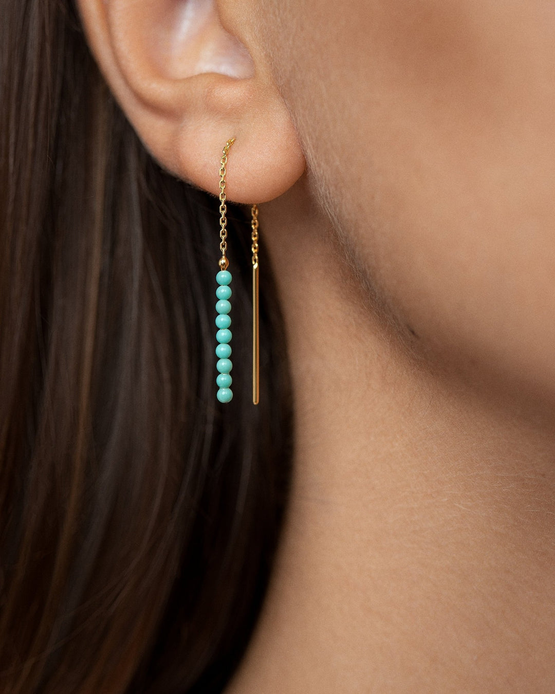 Adela Long Chain Earrings - 1. Lab Turquoise105MMbeaded earringsChain EarringsLunai Jewelry