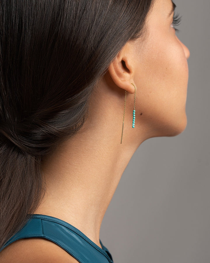 Adela Long Chain Earrings - 1. Lab Turquoise105MMbeaded earringsChain EarringsLunai Jewelry