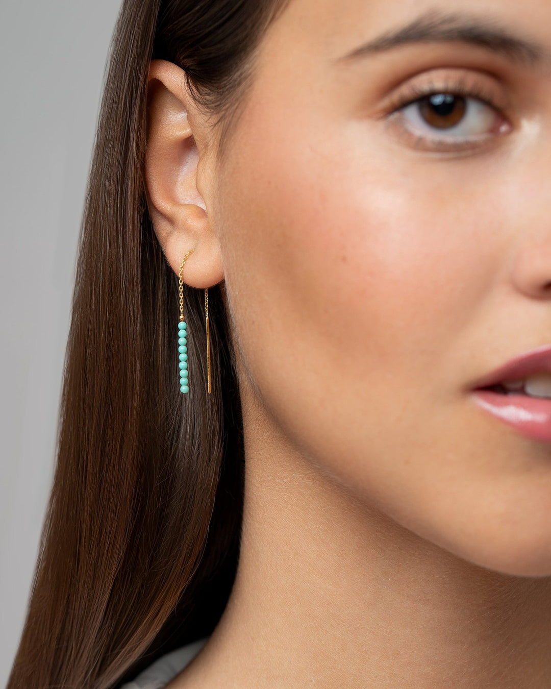 Adela Long Chain Earrings - 1. Lab Turquoise105MMbeaded earringsChain EarringsLunai Jewelry