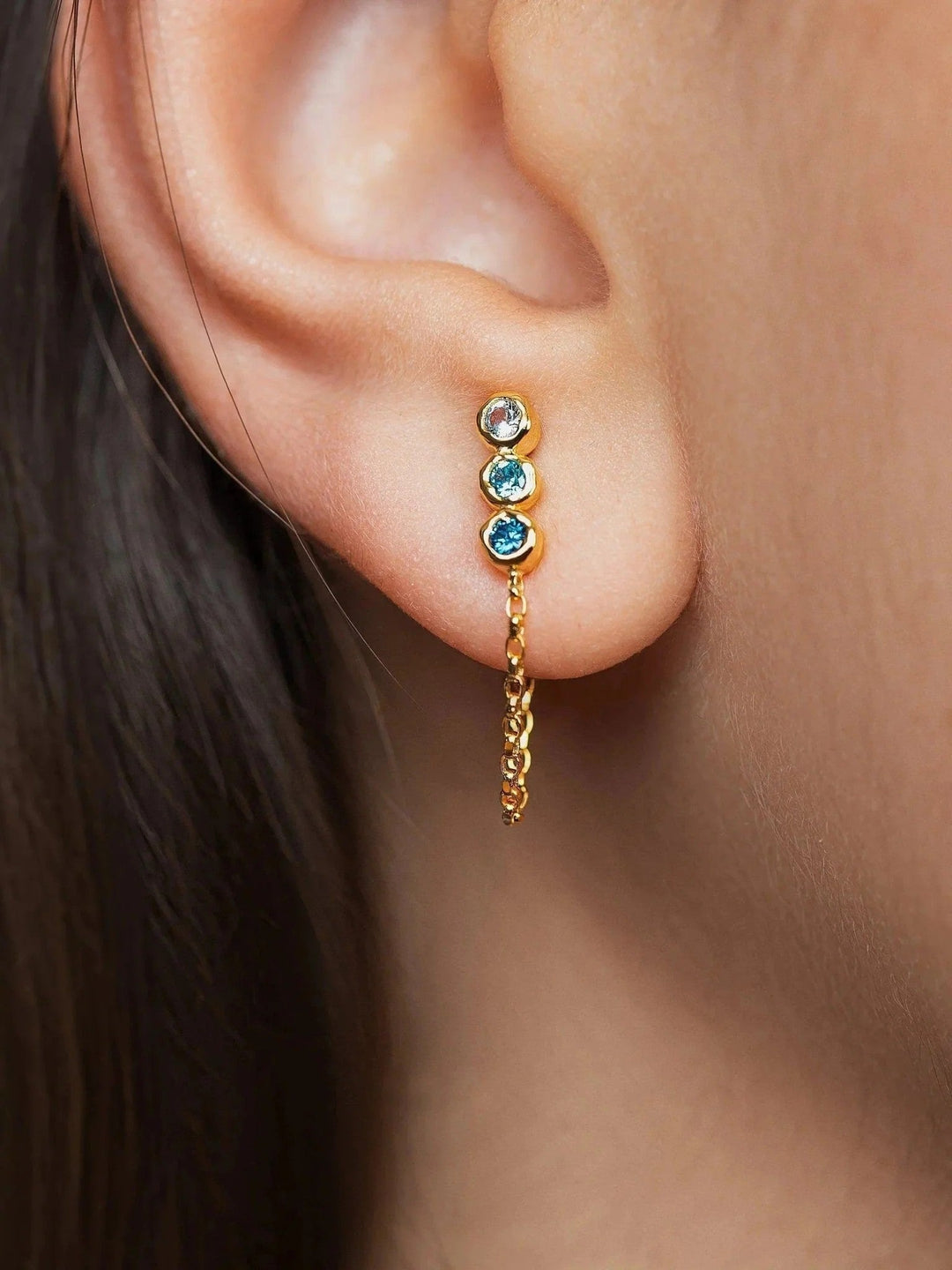 Branca Aquamarine Chain Earrings - BLUESAnniversary Giftaquamarine earringsLunai Jewelry