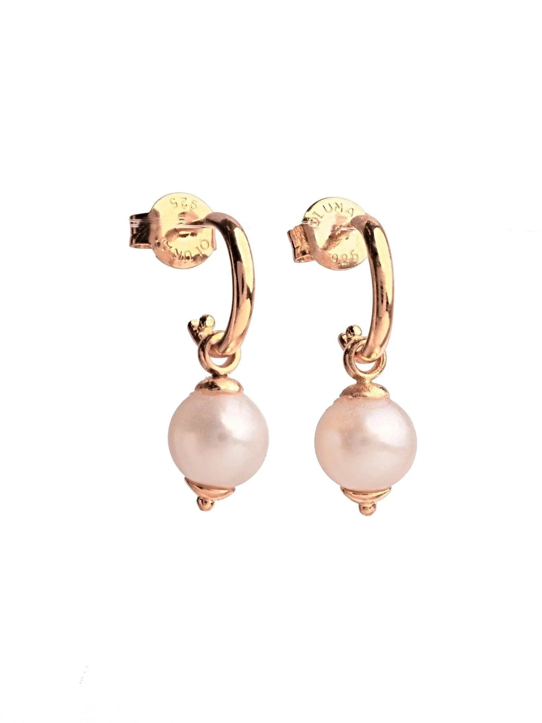 Danielle Natural Pearl Dangle Hoop Earrings - 24K Gold PlatedWhite PearlBackUpItemsCartilage HoopsLunai Jewelry