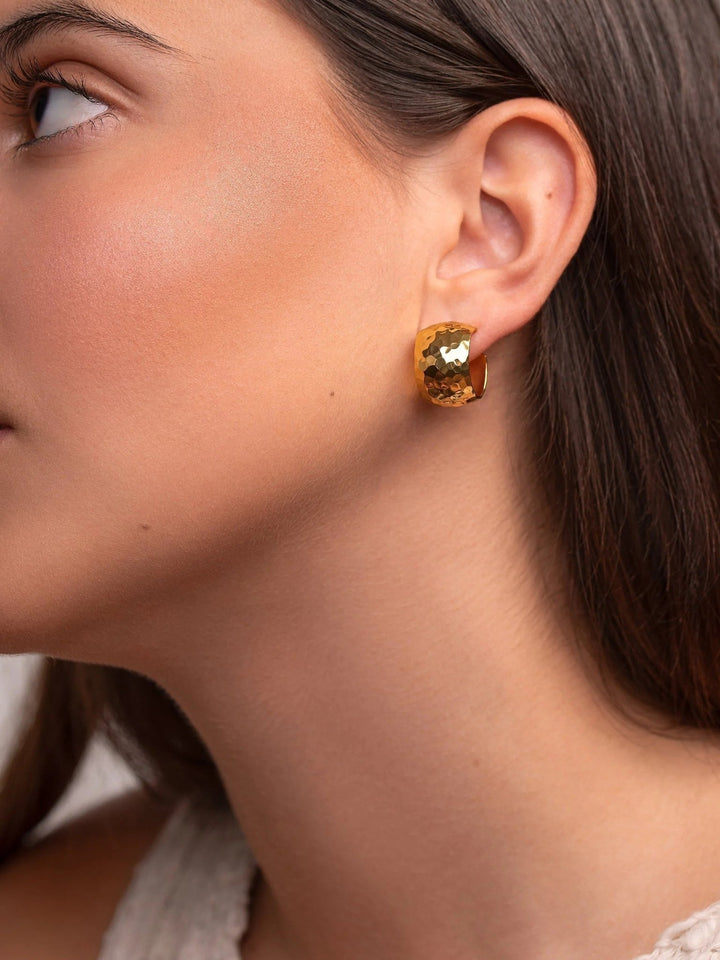 Gold Textured Hoop Earrings - 24k Gold Plated Mattebest selling itemsChristmas GiftLunai Jewelry