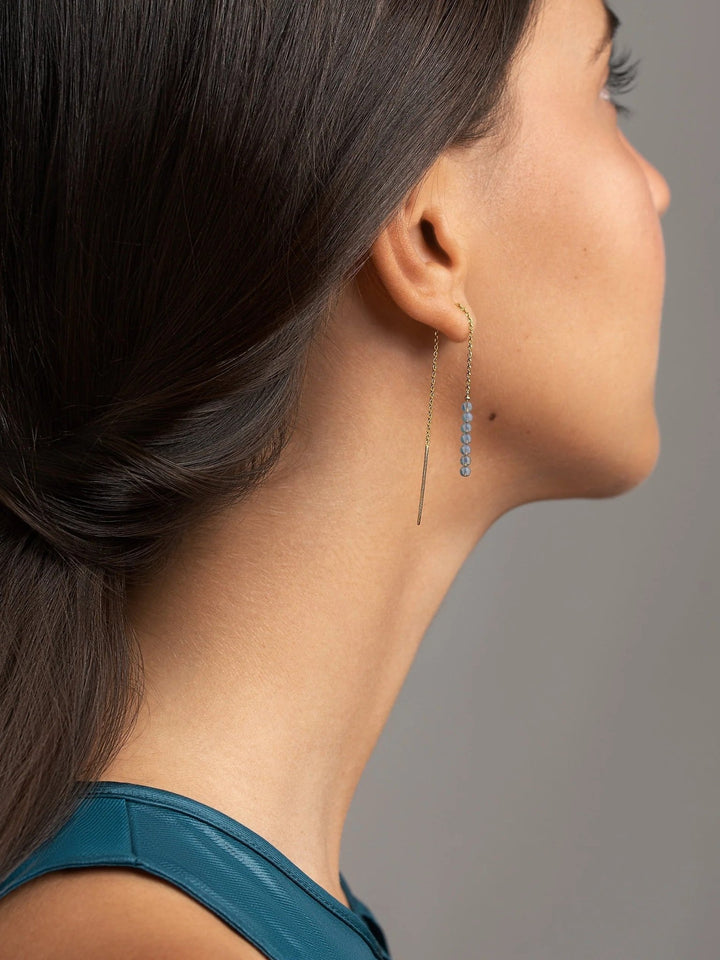 Kacie Dangle Chain Gemstone Earrings - 2. Garnet105MMchain earringsdainty earringsLunai Jewelry