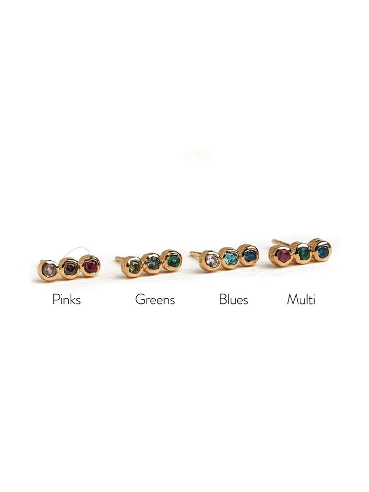 Kate Colorful Gemstone Earrings with Peridot, Emerald, Rhodolite, Ruby - PINKSAnniversary Giftchain earringsLunai Jewelry