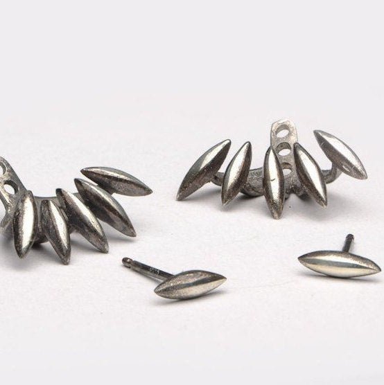 Kenia Ear Jacket Earrings - 925 Silver OxideBackUpItemsbridesmaid studsLunai Jewelry