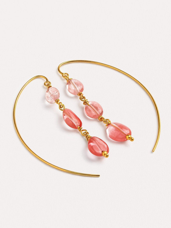 Laia Gemstone Hoop Earrings - Cherry Quartzbeaded jewelryboho earringsLunai Jewelry