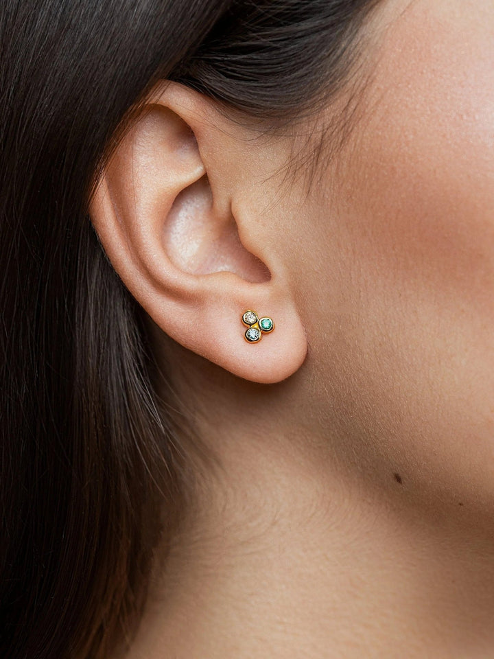 Lizzie Multiple Sparkling Stud Earrings - GREENSanniversary giftbirthstone earringsLunai Jewelry