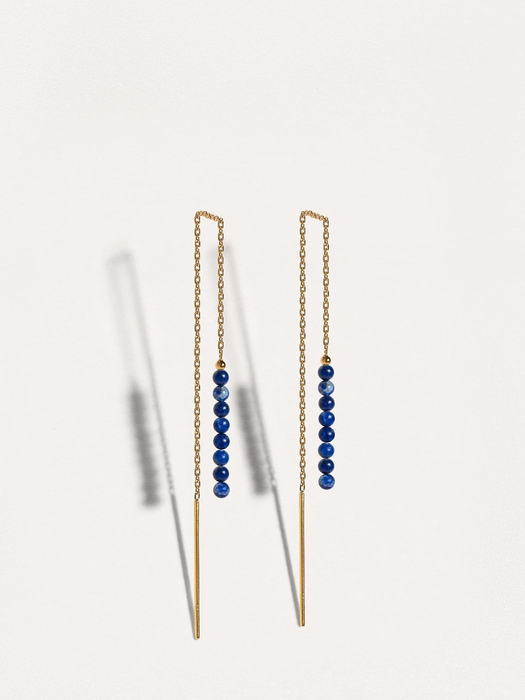 Long Chain Earrings with Natural Gemstones - 1. Lapislazulli105MMbeaded earringsChain EarringsLunai Jewelry