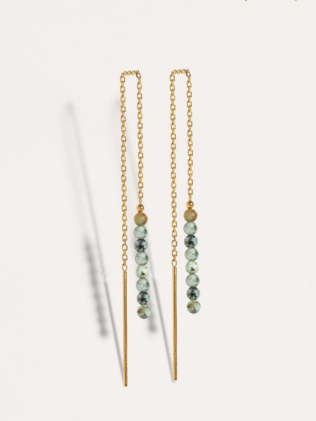 Long Chain Earrings with Natural Gemstones - 1. Lapislazulli105MMbeaded earringsChain EarringsLunai Jewelry