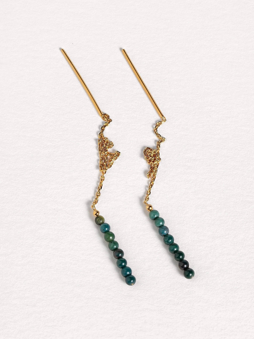 Long Chain Earrings with Natural Gemstones - 3. Jade105MMbeaded earringsChain EarringsLunai Jewelry