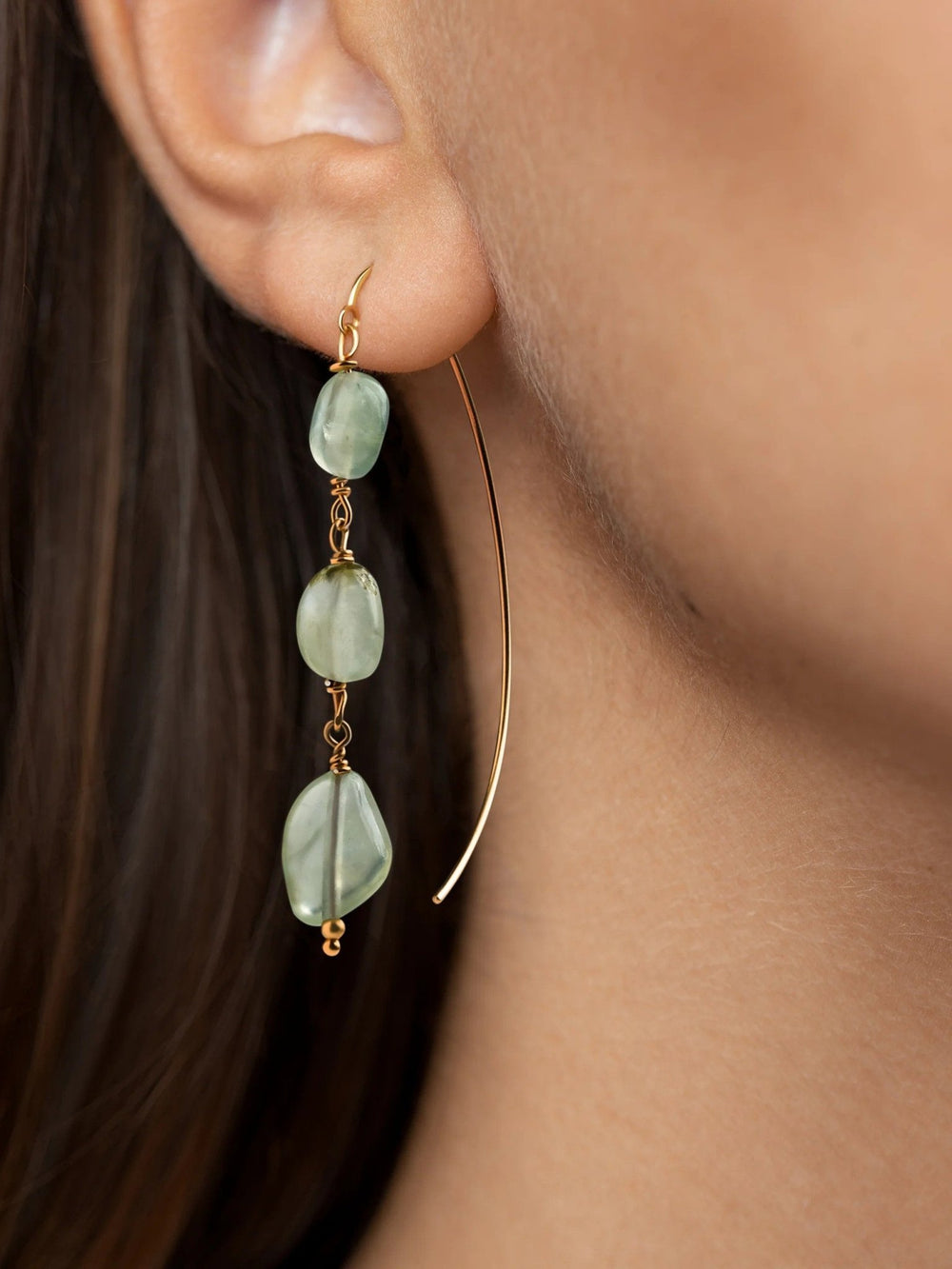 Loraine Wishbone Earrings with Prehnite Gemstone - Prehnitebeaded jewelryboho earringsLunai Jewelry