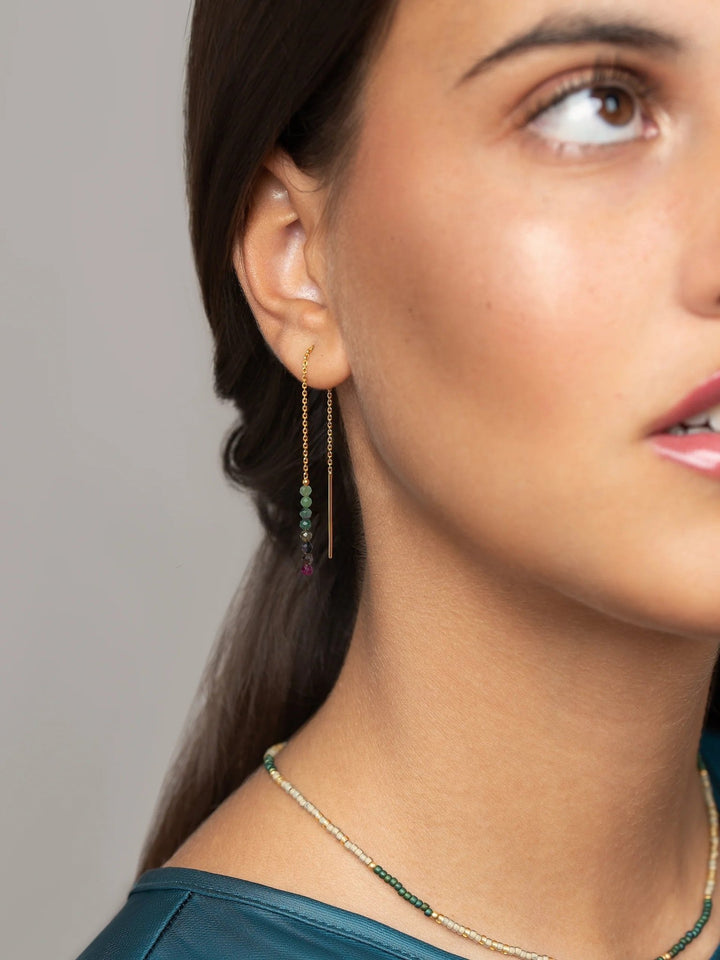 Luvia Stone Chain Earrings - 3. Pink Tourmaline105MMchain earringscolorfull earringsLunai Jewelry