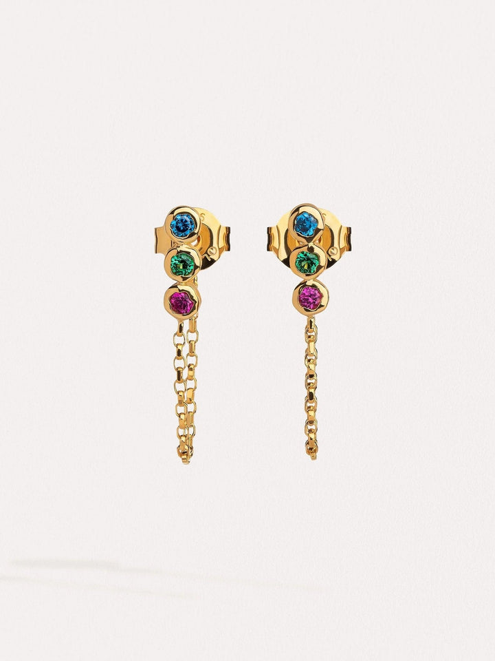 Martina Gemstone Earrings with Ruby, Emerald, Swiss Blue Topaz - MULTIAnniversary Giftbirthstone earringsLunai Jewelry