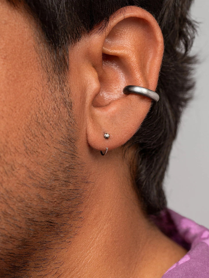 Mathias Men's Silver Oxide Cuff Earring - 925 Silver OxideCartilage EarringsCuff & Wrap EarringsLunai Jewelry