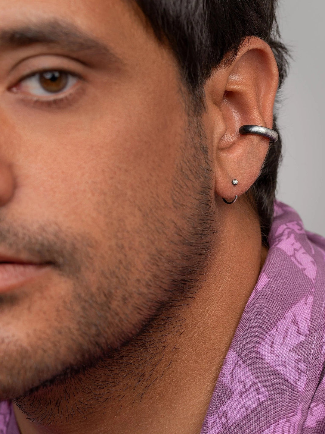 Mathias Men's Silver Oxide Cuff Earring - 925 Streling SilverCartilage EarringsCuff & Wrap EarringsLunai Jewelry