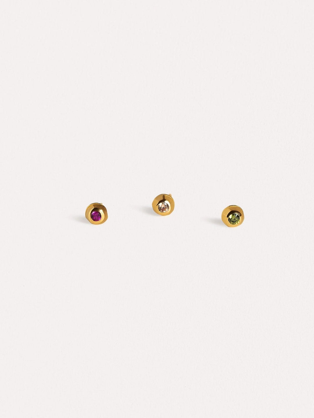 Mini Gem Stud Earrings - Emerald ZirconBirthstone Earringsbridal earringsLunai Jewelry