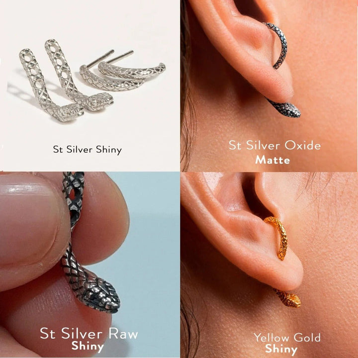 Unax Men's Earring Snake - Pair925 Silver OxideAnimal Earringsdainty earringsLunai Jewelry