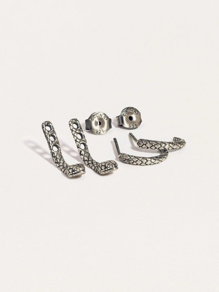 Unax Men's Earring Snake - Pair925 Silver RawAnimal Earringsdainty earringsLunai Jewelry