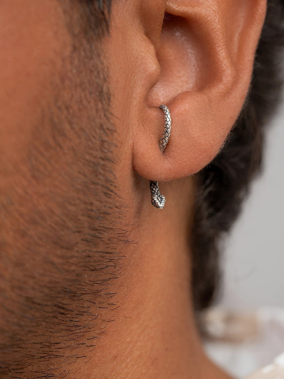 Unax Men's Earring Snake - Single925 Silver OxideAnimal Earringsdainty earringsLunai Jewelry