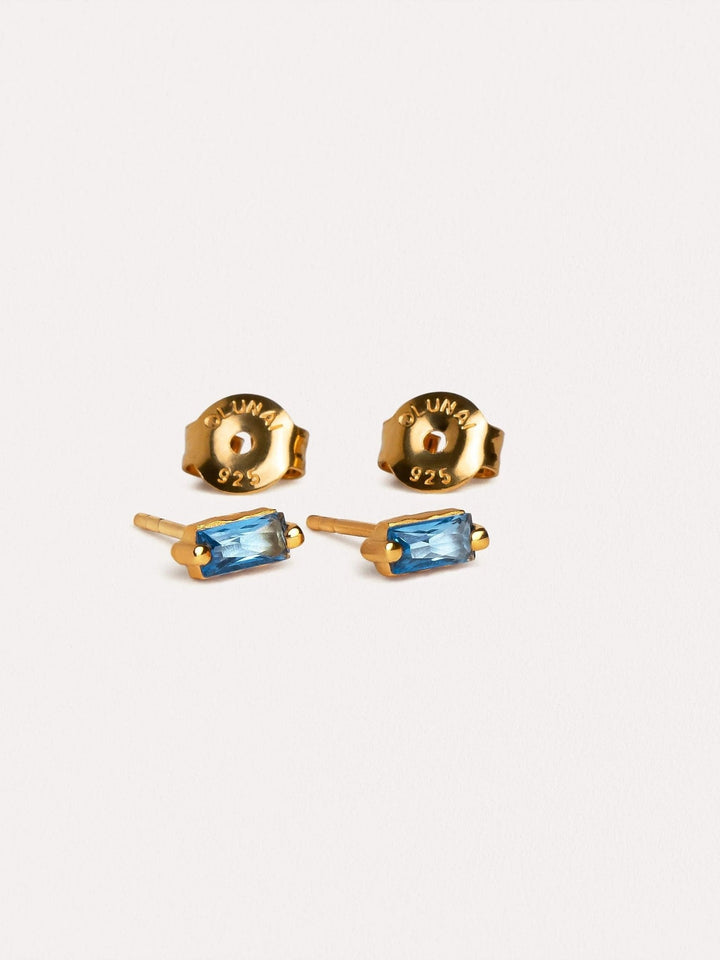 Vicky Baguette Stud Earrings - Blue TopazBirthstone Earringsbridal earringsLunai Jewelry