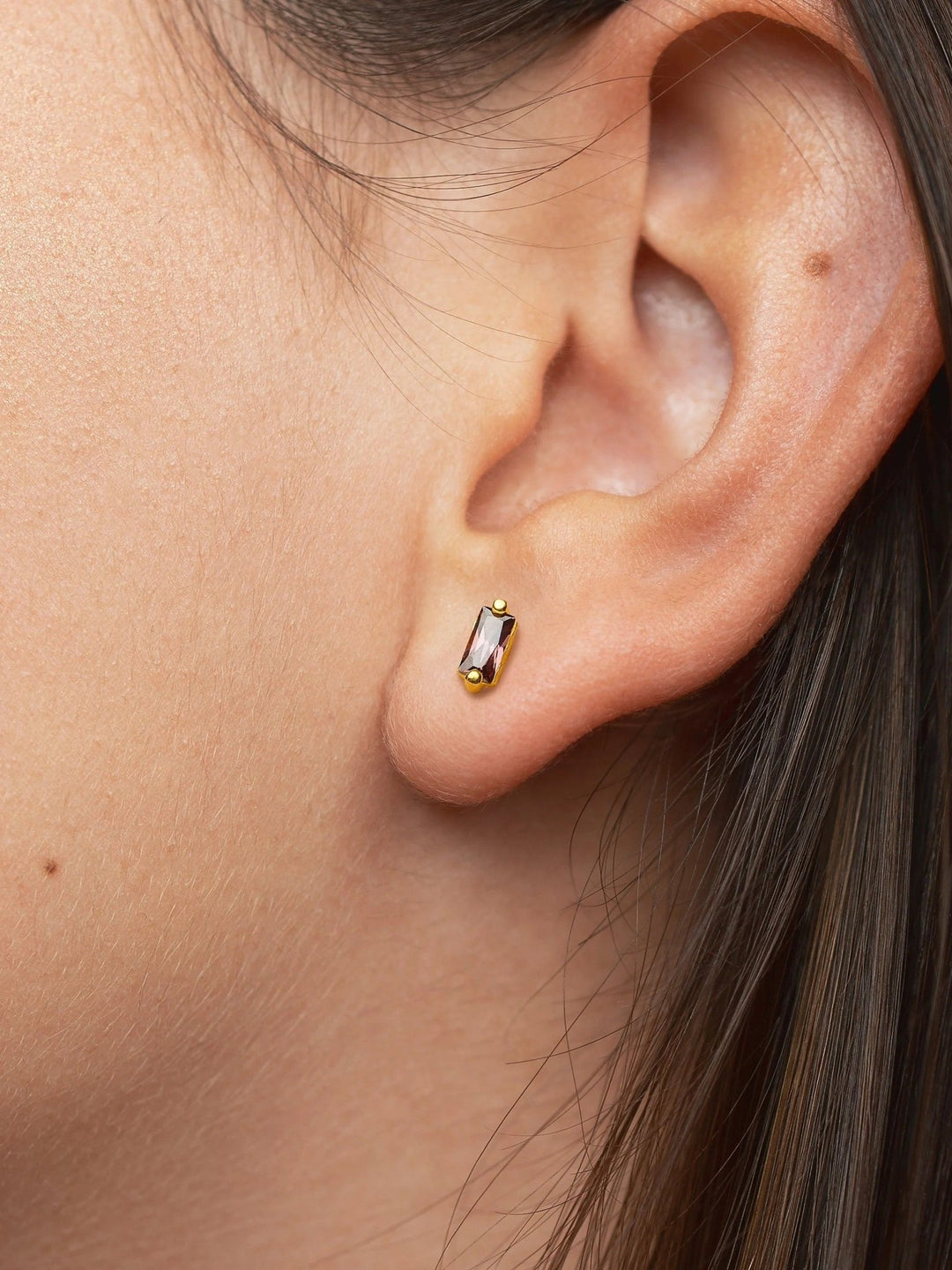 Vicky Baguette Stud Earrings - Citrine ZirconBirthstone Earringsbridal earringsLunai Jewelry