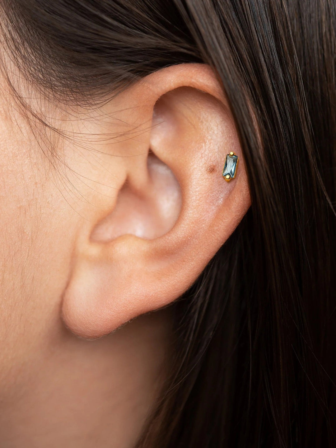 Vicky Baguette Stud Earrings - Rhodolite ZirconBirthstone Earringsbridal earringsLunai Jewelry