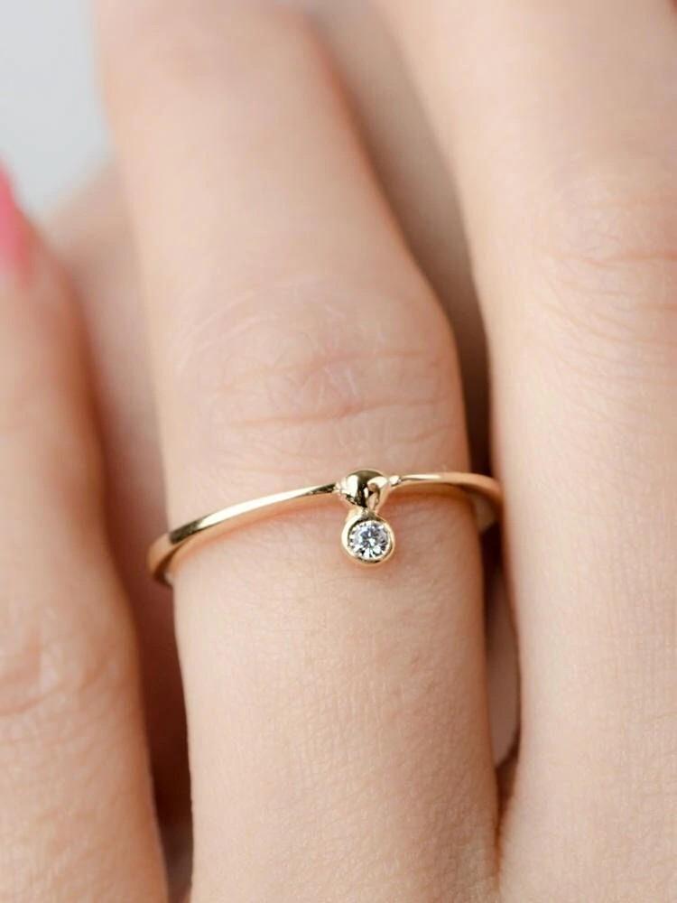 Betina Solitaire Zirconia Ring - Yellow Gold Vermeil5BackUpItemsbridesmaids giftLunai Jewelry