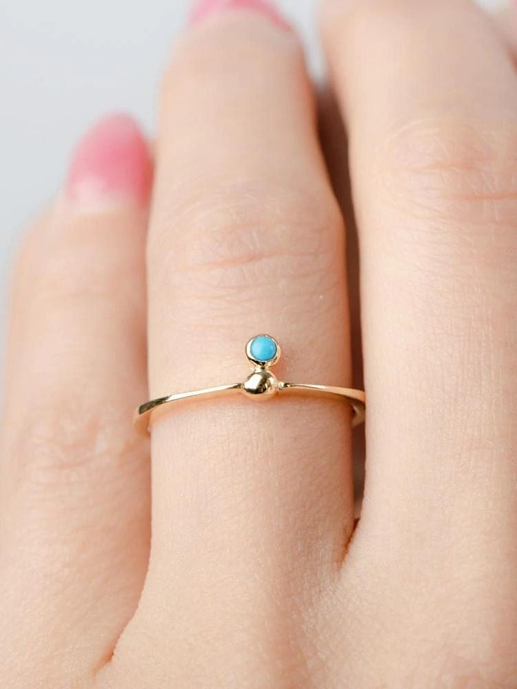 Grette Solitaire Turquoise Ring - 24K Gold Vermeil5BackUpItemsBirthstone RingLunai Jewelry