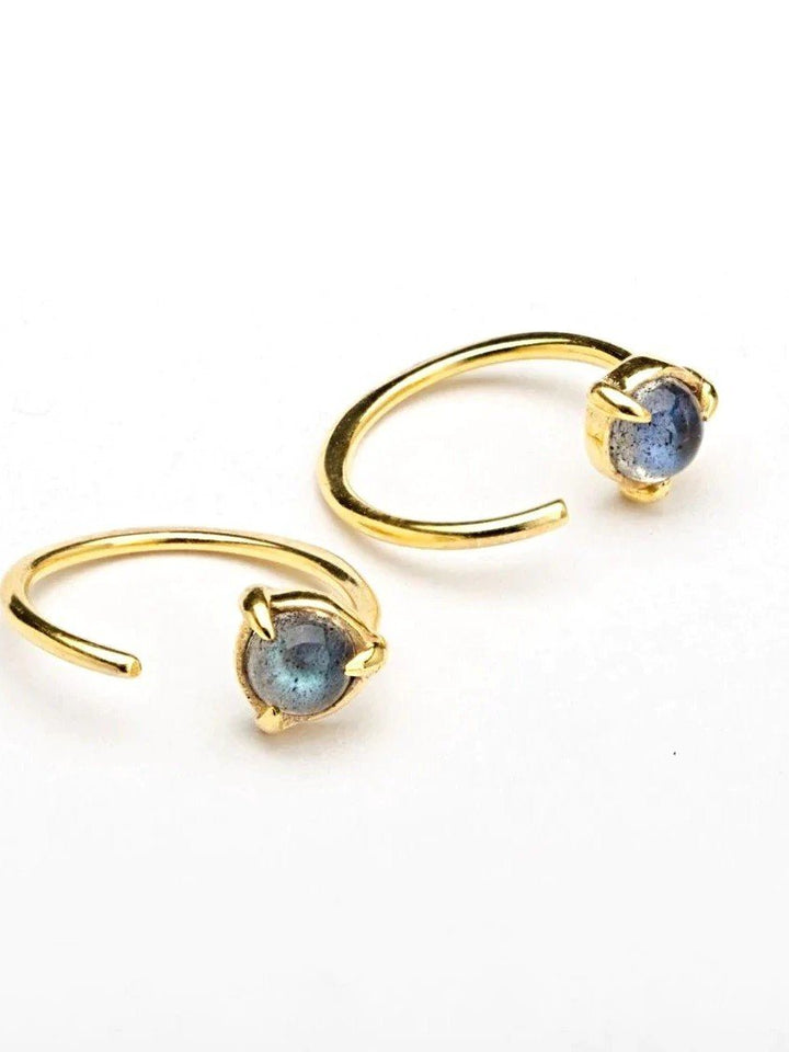 Bonnie Labradorite Huggie Hoops - 24K Gold PlatedBackUpItemsBirthstone EarringsLunai Jewelry