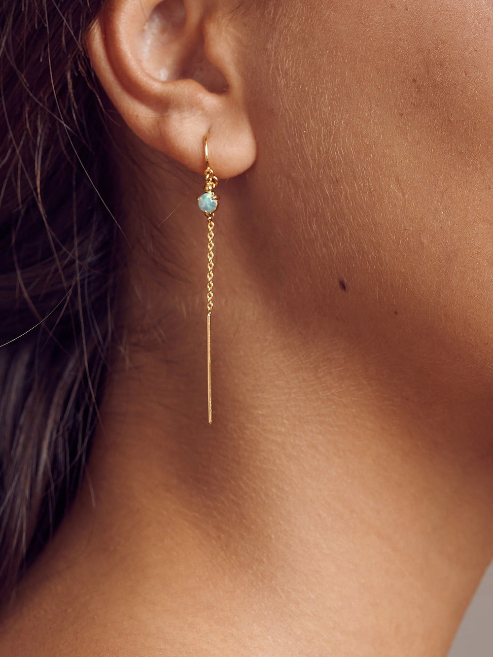 Ulfa Silver Droplet Ear Threader Earrings