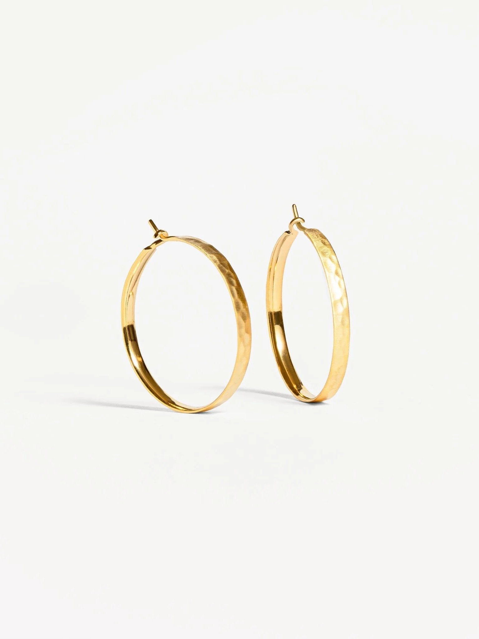 Mezzaluna Earrings - small brass 2024 hoop, hammered silver blade