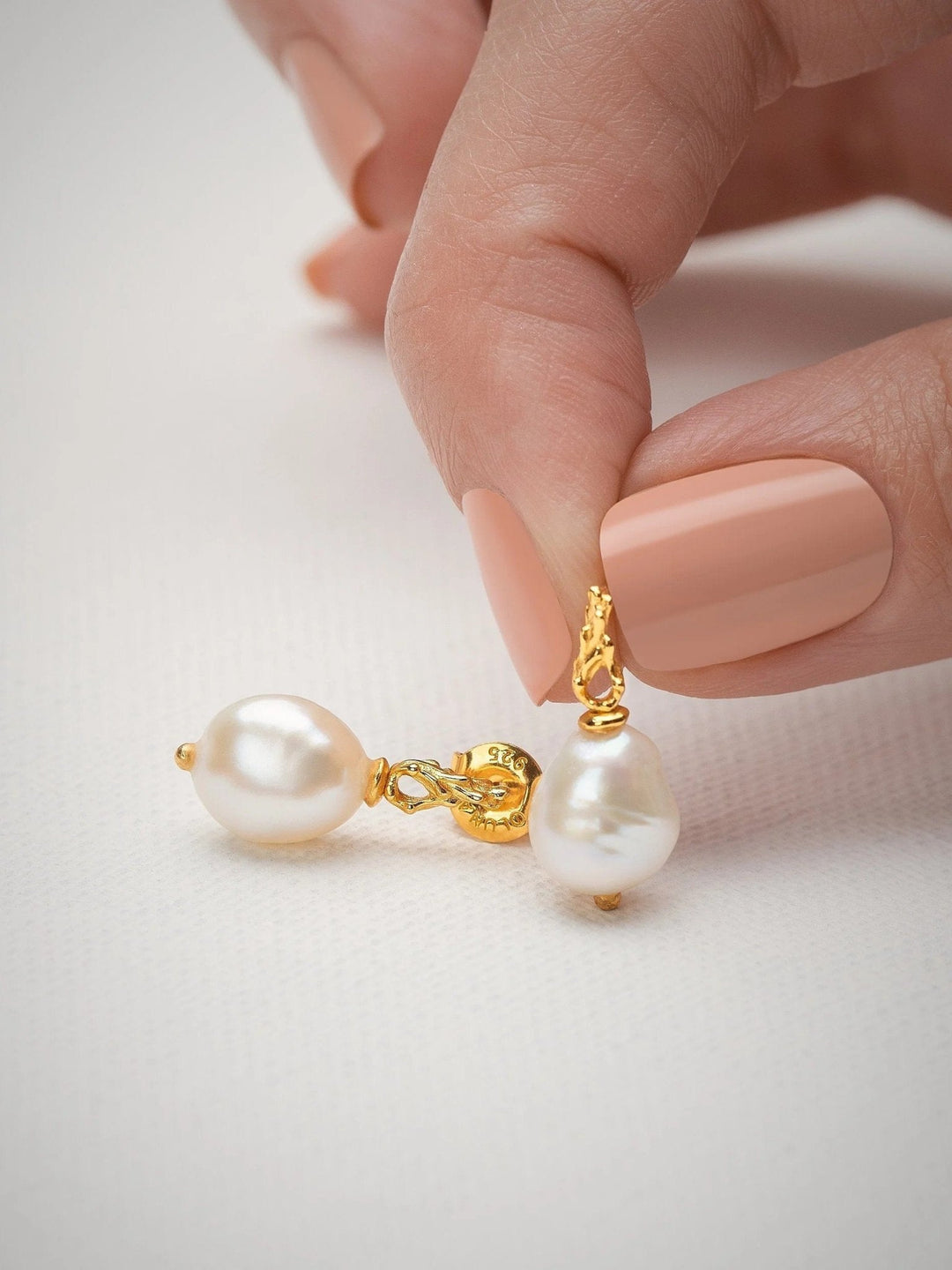 Mismatched Stud Earrings Baroque Pearls - Bridal EarringsDangle & Drop EarringsLunai Jewelry